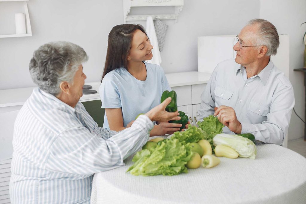 Old couple with granddaughter