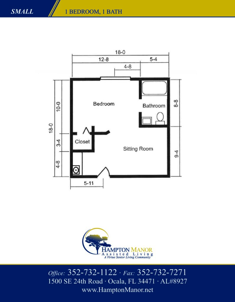 A floor plan for a one bedroom apartment.