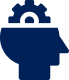 Silhouette of a human head in profile with a gear inside, symbolizing thinking, intelligence, or problem-solving—perfect for themes related to assisted living and cognitive support.